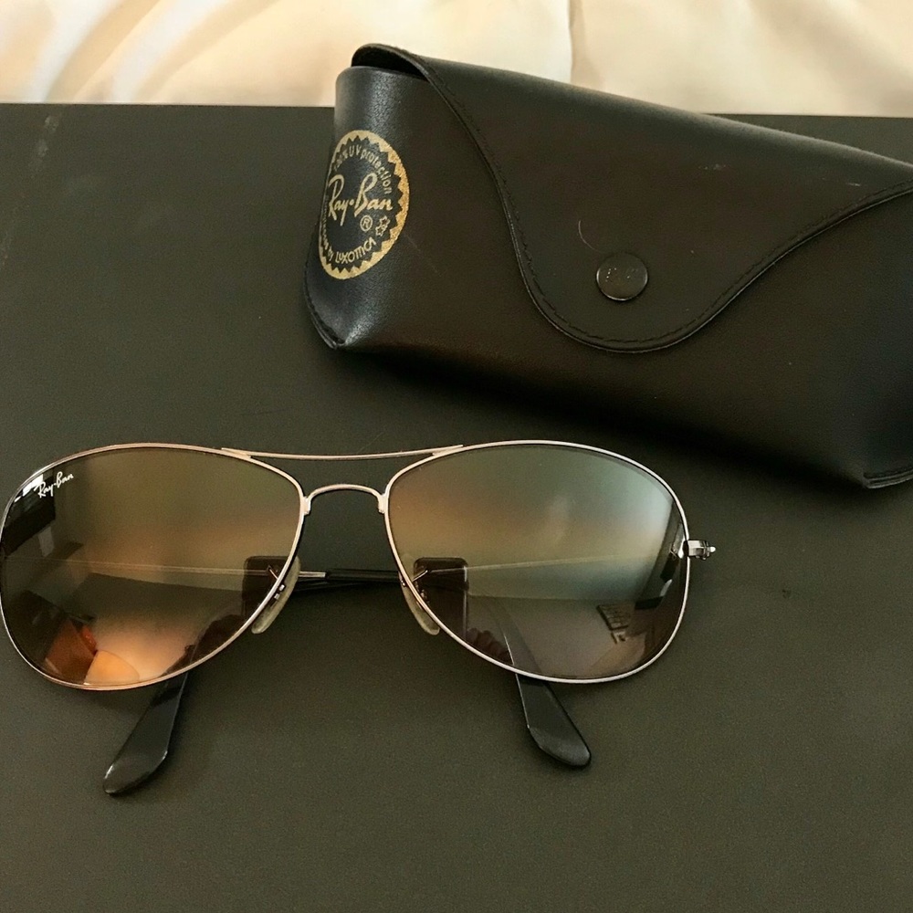 Authentic Ray-Ban Aviator Sunglasses, silver.